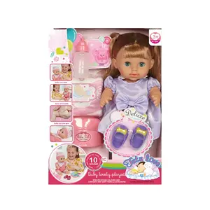 Beber água pee 12 polegadas boneca fofa conjunto menina, brinquedo com 10 sons