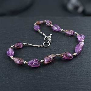 Collier en perles d'améthyste pour femmes, plaqué argent, style classique, bijoux cadeau - Product Image 2