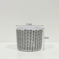 Pot Keramik Herringbone Hitam & Putih - Pot Bunga Sukulen untuk Dalam & Luar Ruangan (Grosir)