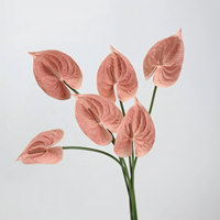 Fleurs artificielles en PU Anthurium, toucher réel, vente en gros d'usine pour mariage, décoration intérieure, fête des Mères, Halloween