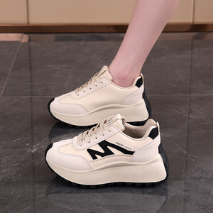 Spring 2026 New Fashion Thick-Topped High-Heeled Trendy <b>Letter</b>-Design Versatile Women's Casual Shoes for Exercise - Product Image 1