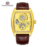 Relojes Forsining de Diseño Único con Dos Esferas para Hombre, Relojes de Pulsera Mecánicos Automáticos de Esqueleto para Uso Profesional