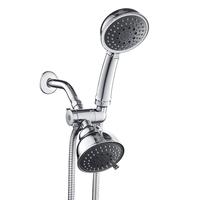 Ensemble de douche mural encastré 5 fonctions Chrome avec inverseur en T, pommeau de pluie et douchette à main pour salle de bain, maison, hôtel, villa