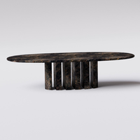 Table basse ovale en marbre Dream Home, base multi-plaques verticales, table centrale en pierre naturelle pour salon moderne