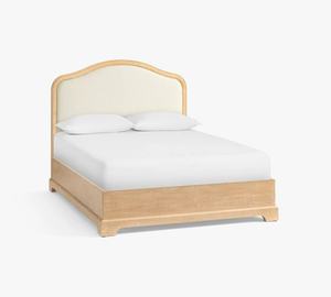Letto Moderno di Lusso con Testiera Intrecciata in Rattan <span class=keywords><strong>e</strong></span> Legno, Arredamento per Camera da Letto in Materiali Misti - Product Image 4