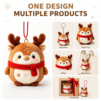Fabricant CE ASTM à faible MOQ, poupées personnalisées avec rennes de Noël en peluche douce, porte-clés en peluche de Noël pour enfants, cadeau