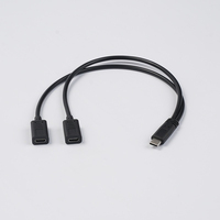 Câble adaptateur USB C mâle vers double USB C femelle Y Splitter 15W 3A, convertisseur de câble, concentrateur de port USB Type-C, adaptateur de chargeur, cordon d'alimentation 30cm