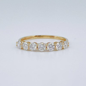 Cincin Berlian Buatan Laboratorium Model Eternity Berlapis Emas Kuning 18K untuk Wanita, Perhiasan Mewah untuk Pertunangan dan Pernikahan, Sparkling Moment Fashion - Product Image 1