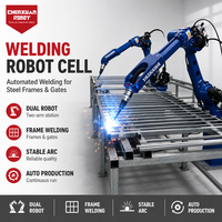Sel Pengelasan Robot Ganda Efisiensi Tinggi, Stasiun Pengelasan Robot Otomatis untuk Fabrikasi Rangka Baja dan Gerbang