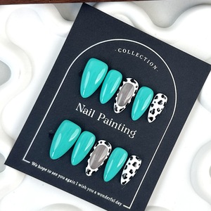 Navidad 10 Uds <span class=keywords><strong>uñas</strong></span> postizas de lujo Venta caliente francés hecho a mano acrílico Prensa en <span class=keywords><strong>uñas</strong></span> artificiales reutilizables para niñas - Product Image 2