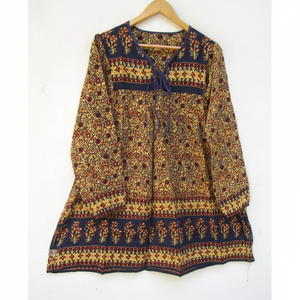 ชุดเดรสยาวผ้าชีฟองคอวีระบายอากาศสำหรับผู้หญิงพิมพ์ลายดอกไม้แขนยาวผ้าชีฟองคอตตอนสินค้าออกใหม่ฤดูร้อน - Product Image 1