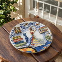 Assiettes en céramique 3D Art Déco en gros, sous-verres multifonctionnels/serviettes de table/aimants de réfrigérateur, usage domestique/bureau, motif panoramique Diwali