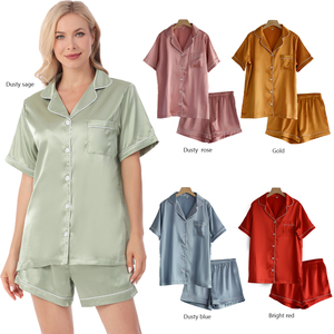 Tùy Chỉnh Cô Dâu Logo Tên Lụa Satin Đồ Ngủ Lụa Ngắn Satin Bộ Đồ Ngủ Cho Phụ Nữ - Product Image 4