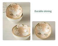 Ensemble de bols de style japonais en porcelaine de fleurs dans une boîte de couleur Camélia blanc Design Golden Edge of 4.5 Inch Bowl For Kids Puberty Rite