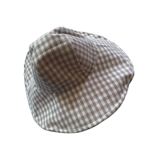 Sombrero de Sol de lino con estampado para bebé, personalizado, de alta calidad, a cuadros, doble playa, para niños - Product Image 4