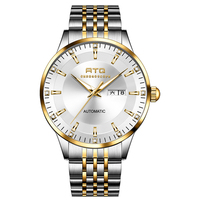 Montre mécanique automatique minimaliste pour homme, aiguilles lumineuses, bracelet en acier inoxydable, étanche, logo personnalisé en gros