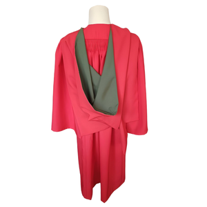 Robe de graduation personnalisée SHE GOWN HOOD matte de luxe cannelée UK PHD rouge avec manches longues et extrémité fermée - Product Image 3
