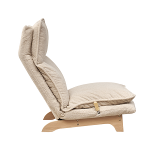 Fauteuil inclinable simple fonctionnel et pliable, avec pieds en bois et revêtement Sherpa, inclinaison manuelle, pour balcon, chambre et salon - Product Image 4