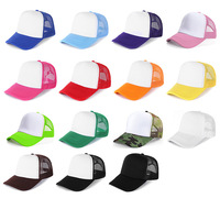 Casquette de baseball promotionnelle vierge à 5 panneaux pour adulte avec logo personnalisé, casquette de camionneur en maille polyester pour sublimation