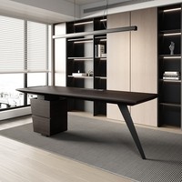 Bureau de direction moderne italien haut de gamme en bois avec rangement buffet pour usage domestique