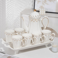Service à eau en céramique de style européen, luxe léger, service à thé, ensemble résistant aux hautes températures pour la maison
