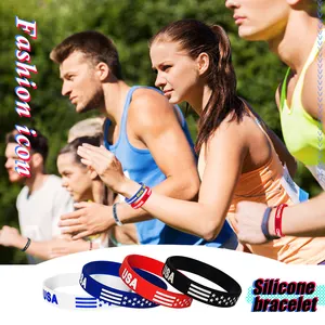Silicone Bracelets Elastic Wrist Hand Band Rubber Election Wristbands With Print Silicon Wristband Custom Logo