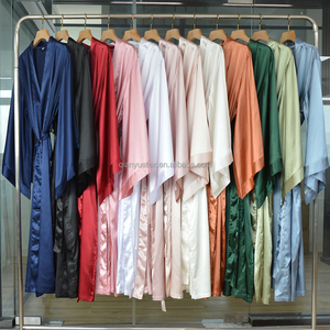 नए आगमन 12 रंग के स्टॉक महिला ब्राइडल ड्रेसिंग गाउन साटन रेशम की शादी की नाइट गाउन ड्रेस वाइड आस्तीन - Product Image 3