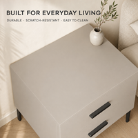 Mesa de Noche Moderna de Madera Maciza con 2 Cajones, Gabinete de Almacenamiento para Dormitorio, Mueble para Hotel, Hogar y Apartamento