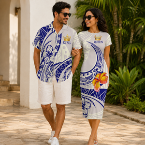 Robe moulante mi-longue à imprimé tribal polynésien personnalisé pour <span class=keywords><strong>femme</strong></span>, manches courtes, idéale pour les fêtes insulaires, vente en gros par les fabricants de vêtements chinois - Product Image 4