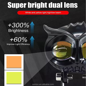 Accessoires de <span class=keywords><strong>moto</strong></span>, phare <span class=keywords><strong>antibrouillard</strong></span> LED à double couleur, design hibou, phare auxiliaire, mini phare de conduite - Product Image 3