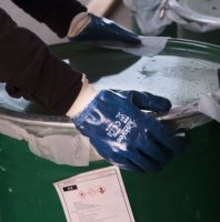 SKYEE vente directe nitrile texturé couverture complète coton acide alcalin résistant à l'huile gants industriels pour la protection des solvants