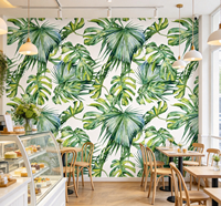 Revêtement mural botanique moderne, papier peint tropical avec feuilles de palmier et de monstera, personnalisé pour la décoration murale intérieure de la maison, du bureau et des espaces commerciaux