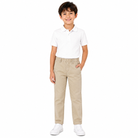 Pantalon d'uniforme pour garçons à taille élastique, antibactérien, sans couture, en fibre de polyester, pour l'école/le travail, plusieurs couleurs personnalisables