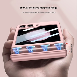 Étui de téléphone à charnière magnétique à couverture intégrale avec support magnétique puissant intégré, compatible avec <span class=keywords><strong>la</strong></span> recharge sans fil et film tout-en-un pour Samsung - Product Image 2