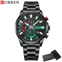 CURREN 8415 Nuevo Reloj de Pulsera Deportivo de Acero Inoxidable con Manecillas Luminosas, Reloj de Cuarzo de Lujo para Hombre, Reloj Montre Homme con Caja