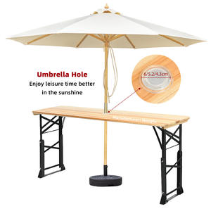 <span class=keywords><strong>Table</strong></span> de pique-nique pliante moderne en bambou pour l'extérieur, <span class=keywords><strong>avec</strong></span> réglage en hauteur, <span class=keywords><strong>trou</strong></span> pour <span class=keywords><strong>parasol</strong></span>, idéale pour les repas au parc - Product Image 2