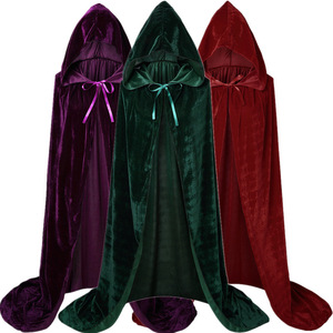 Cape de velours à capuche pour Halloween, costume médiéval, robe de sorcière, manteaux pour enfants et adultes, pour fêtes et spectacles sur scène - Product Image 1