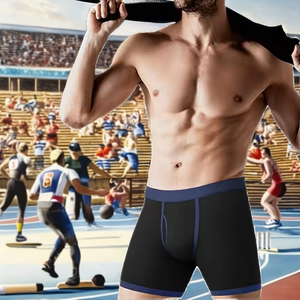 Calzoncillos bóxer deportivos transpirables de cintura media para hombre, talla grande europea, personalizados de fábrica, de punto, de elastano/algodón - Product Image 2