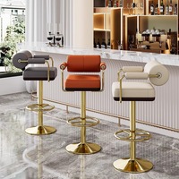 Y313 Chaise de bar en cuir au design moderne commercial et domestique Tabouret haut avec levage rotatif pour salle à manger et salon