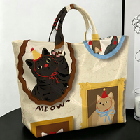 Sac fourre-tout en PVC transparent imperméable avec motif chaton, sac de plage, pochette, sac à main avec nœud, sac de rangement