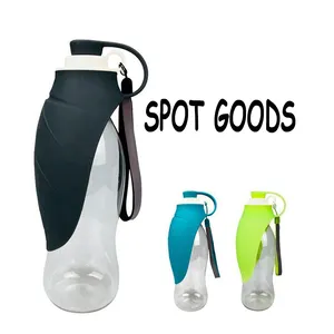 Garrafa de água portátil para animais, dispensador de água plástico de 600ml para animal de estimação, garrafa de plástico portátil para viagem ao ar livre