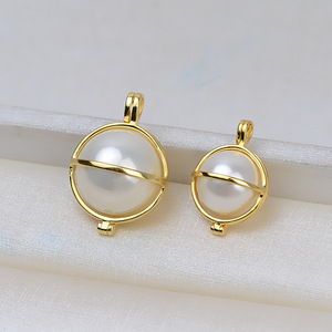 Pendentif globe planétaire en argent S925 coréen, pendentif cage, plateau vide pour perle non poreuse, accessoires DIY pour composants de bijoux - Product Image 2