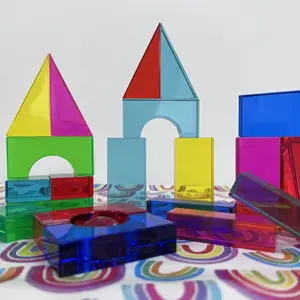 wholesale Rainbow Translucent Acrylic Cuboid Blocks Acrylic building block sets