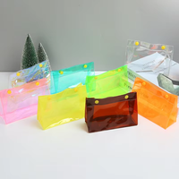 Pochette de voyage en PVC transparente imperméable avec fermeture éclair, logo personnalisé, rose bébé, jaune, marron, sac à maquillage avec poignée