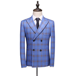 MS016 Costumes <span class=keywords><strong>Homme</strong></span> à <span class=keywords><strong>Carreaux</strong></span> Revers Cranté Un Bouton Formel Mariage Affaires Smokings <span class=keywords><strong>Ensemble</strong></span> <span class=keywords><strong>Costume</strong></span> <span class=keywords><strong>Homme</strong></span> 2 Pièces Veste Gilet Pantalon - Product Image 2