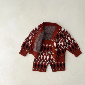Mới công bằng đảo phong cách retro Jacquard Áo len thiết lập cho cô gái V Cổ Nút Cardigan và độ đàn hồi Quần Short Cotton 2 mảnh phù hợp với trẻ em - Product Image 4