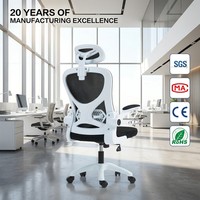 Chaise de bureau ergonomique de luxe à dossier haut, inclinable, avec dossier en tissu maillé pivotant