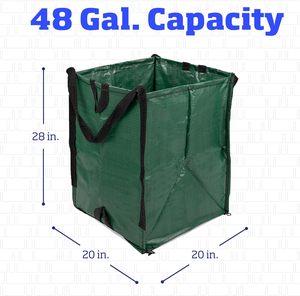 Sacs à déchets de jardin verts réutilisables autoportants avec poignées renforcées, sacs robustes pour feuilles de pelouse et déchets ménagers - Product Image 1