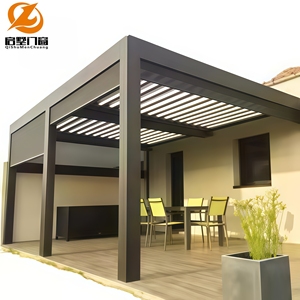 Pergola contemporaine minimaliste en alliage d'aluminium, structure robuste, imperméable, faible entretien, pour <span class=keywords><strong>terrasse</strong></span> urbaine, petit jardin - Product Image 6