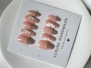 Venta al por Mayor <span class=keywords><strong>de</strong></span> 10 <span class=keywords><strong>Uñas</strong></span> Postizas <span class=keywords><strong>de</strong></span> Gel Pintadas a Mano en <span class=keywords><strong>Azul</strong></span> Francés, Hermosas y Lujosas, Diseño Personalizado, <span class=keywords><strong>Uñas</strong></span> Artificiales a Presión - Product Image 2